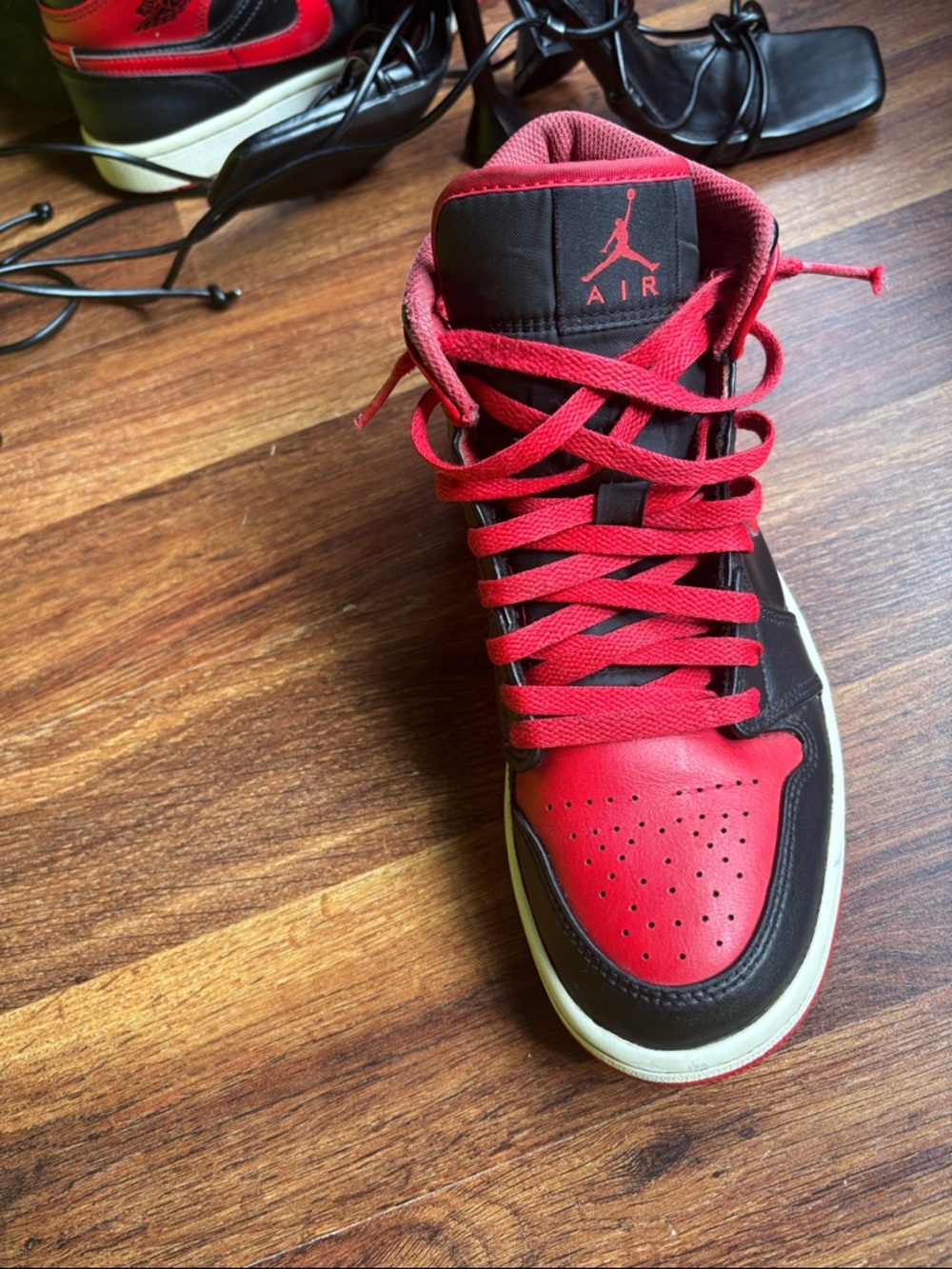Nike Men’s High-Top Sneakers in Black and Red